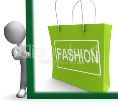 Fashion Shopping Sign Shows Fashionable Trendy And Stylish