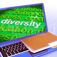 Diversity Word Cloud Laptop Shows Multicultural Diverse Culture