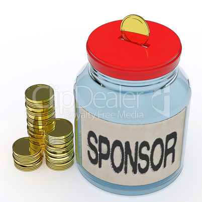 Sponsor Jar Means Donating Helping Or Aid