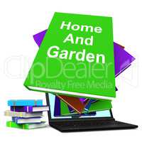 Home And Garden Book Stack Laptop Shows Books On Household Garde