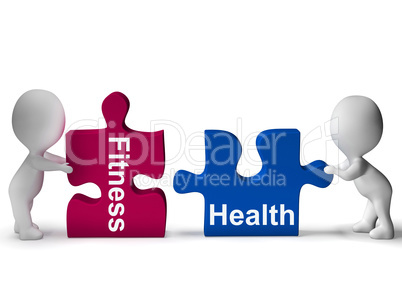 Fitness Health Puzzle Shows Healthy Lifestyles