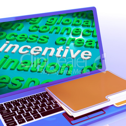 Incentive Word Cloud Laptop Shows Bonus Inducement Reward