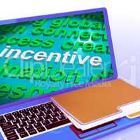 Incentive Word Cloud Laptop Shows Bonus Inducement Reward
