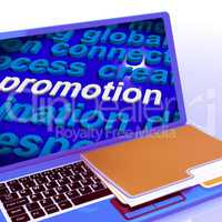 Promotion Word Cloud  Laptop Shows Discount Bargain Or Mark down