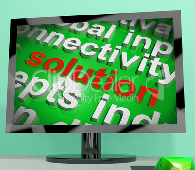 Solution Word Screen Cloud Shows Achievement Resolution Solving
