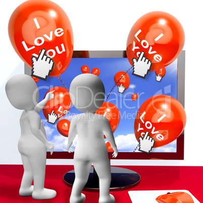 I Love You Balloons Represent Internet Greetings for Lovers
