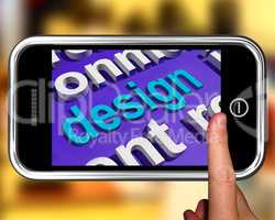 Design In Word Cloud Phone Shows Creative Artistic Designing
