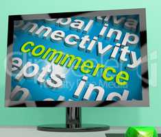 Commerce Word Cloud Screen Shows Commercial Activities