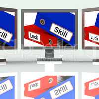 Skill And Luck Folders Show Expertise Or Chance