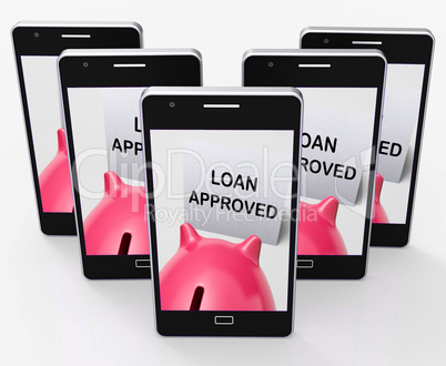 Loan Approved Piggy Bank Means Borrowing Authorised