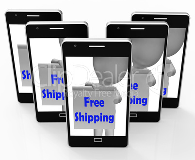 Free Shipping Sign Phone Means Product Shipped At No Cost