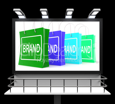 Brand Shopping Sign Shows Branding Trademark Or Label