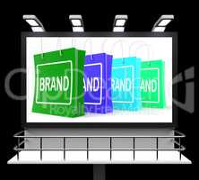 Brand Shopping Sign Shows Branding Trademark Or Label