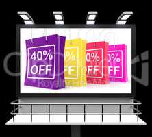 Forty Percent Off Shopping Bags Shows Reduction