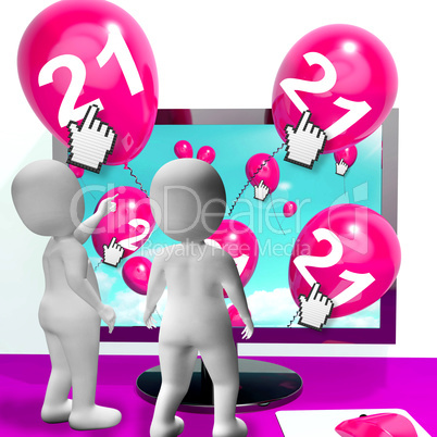 Number 21 Balloons from Monitor Show Internet Invitation or Cele