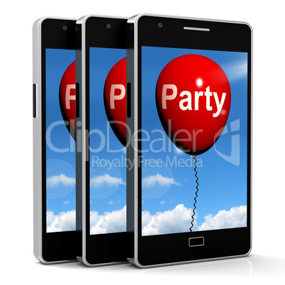 Party Balloon Phone Represents Parties Events and Celebrations