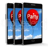 Party Balloon Phone Represents Parties Events and Celebrations