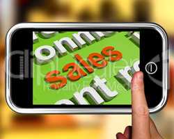 Sales In Word Cloud Phone Shows Promotions And Deals