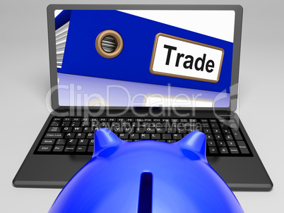 Trade Laptop Shows Internet Trading And Transactions