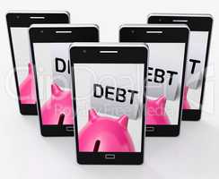 Debt Piggy Bank Means Loan Arrears And Paying Off