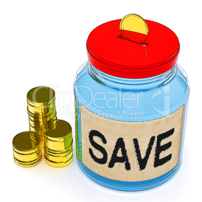 Save Jar Shows Saving Or Reserving Money