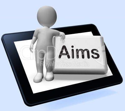 Aims Button With Character Shows Targeting Purpose And Aspiratio