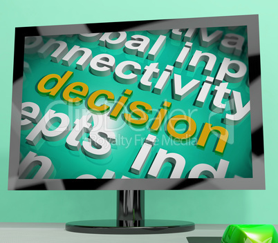 Decision Word Cloud Screen Shows Choice Or Decide