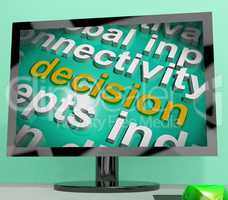 Decision Word Cloud Screen Shows Choice Or Decide