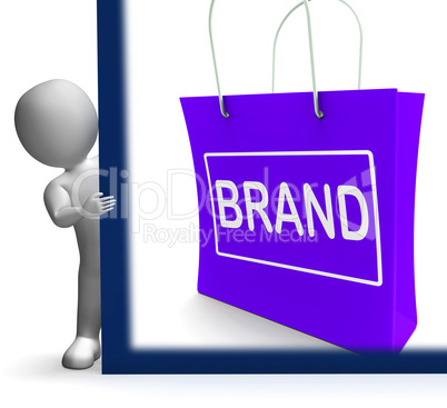 Brand Shopping Sign Shows Branding Trademark Or Label