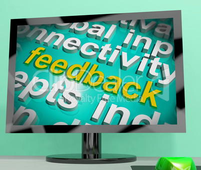 Feedback Word Cloud Screen Shows Opinion Evaluation And Surveys