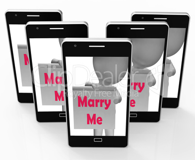 Marry Me Sign Shows Marriage Proposal And Engagement