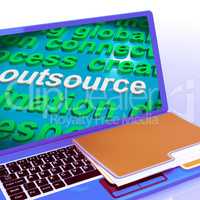 Outsource Word Cloud Laptop Shows Subcontract And Freelance