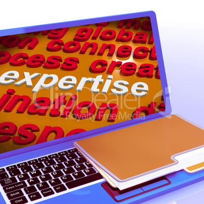 Expertise Word Cloud Laptop Shows Skills Proficiency And Capabil