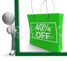 Forty Percent Off Shopping Bag Shows Reduction