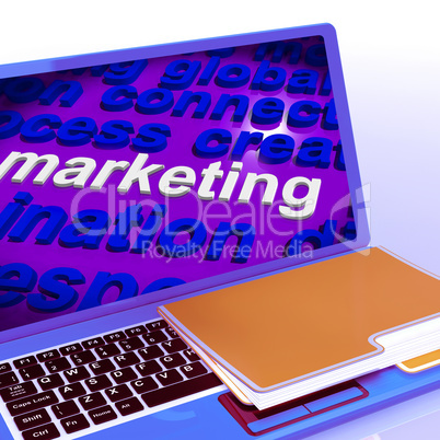 Marketing In Word Cloud Laptop Means Market Advertise Sales