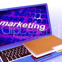 Marketing In Word Cloud Laptop Means Market Advertise Sales