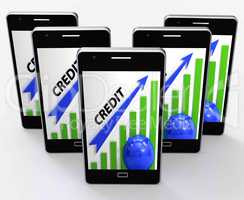 Credit Graph Phone Means Financing Lending And Repayments