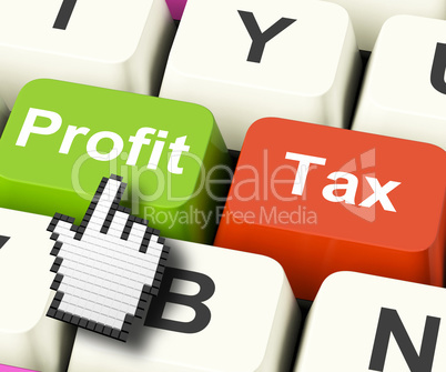 Profit Tax Computer Keys Show Paying Company Taxes