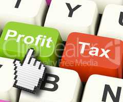 Profit Tax Computer Keys Show Paying Company Taxes