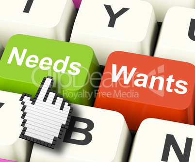 Needs Wants Computer Keys Show Necessities And Wishes