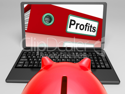Profits Laptop  Means Financial Earnings And Acquisition