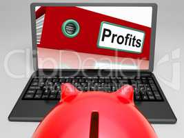 Profits Laptop  Means Financial Earnings And Acquisition