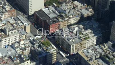 Manhattan street traffic high angle view