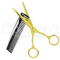 Barber scissors and comb