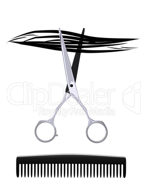 Barber scissors and comb