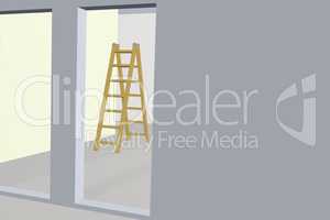 Stepladder standing in the room to renovate