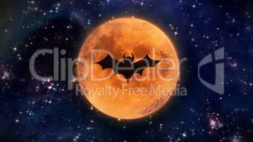 bat shadow at Halloween moon