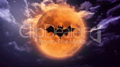 bat shadow at moon in space
