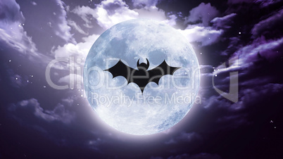 bat shadow at white moon