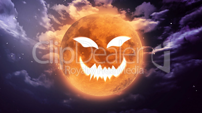 pumpkin face Halloween moon
